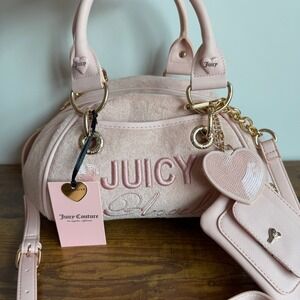 New Juicy Couture Angel Satchel Light Pink Crossbody Handbag Sequin Y2K Cute